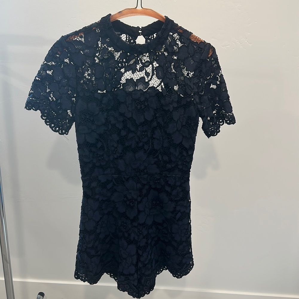 Alexis black and blue floral romper